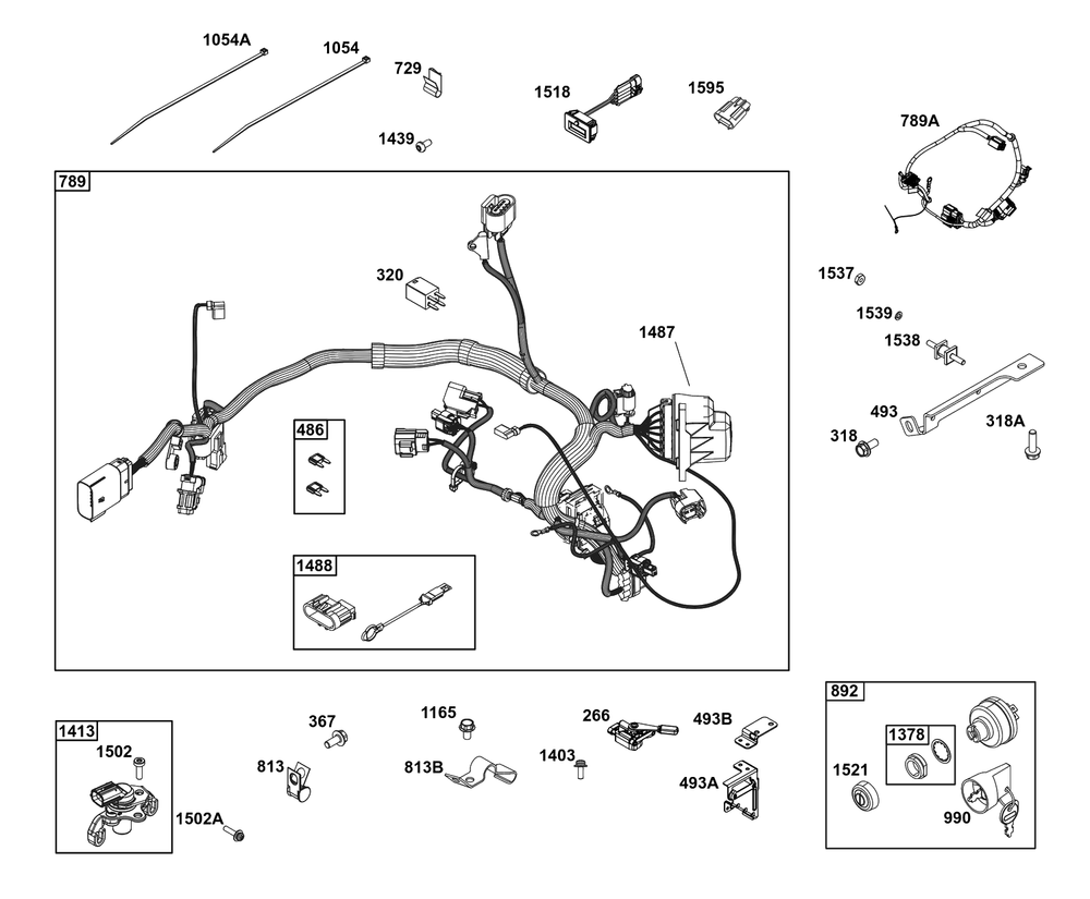 Controls Group Diagram and Parts List for 61A177-0100-J1  Briggs and Stratton Engine